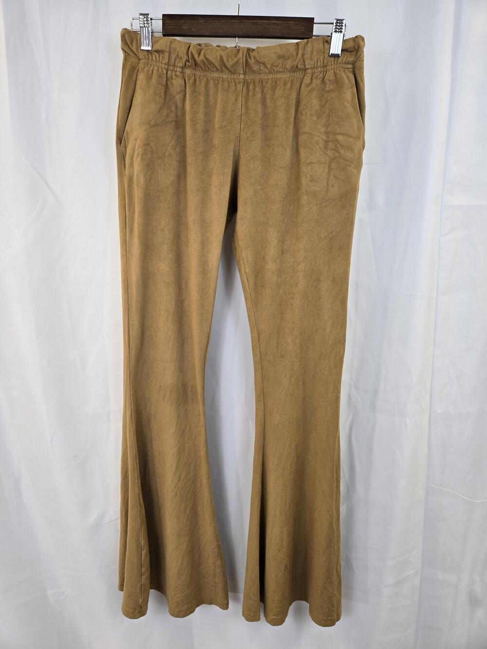 Tribe Kelley Pants Womens Medium Brown Flare Sweatpants Pull On Stretch Pockets